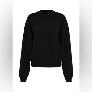 SKIMS Cotton Fleece Classic Crewneck Sweater Medium in Black Onyx